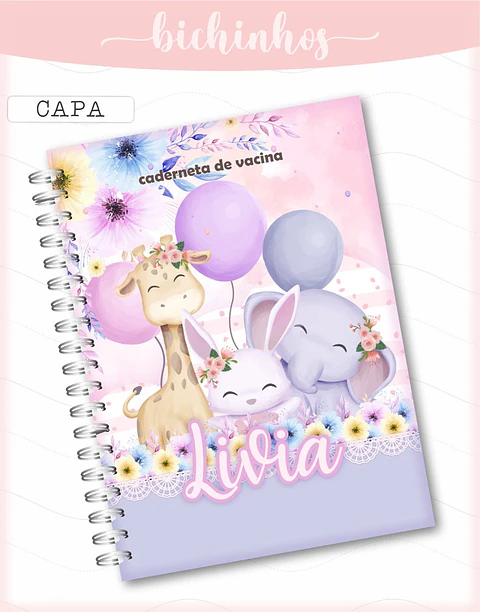 Arquivo Digital Caderneta e Cartão do Sus Bichinhos Menina