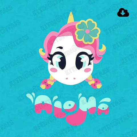 Topo de Bolo Unicórnio Kawaii