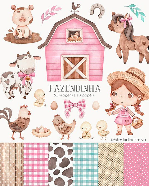 Kit Digital Fazendinha Rosa