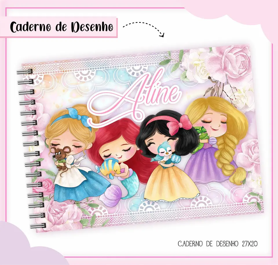 Arquivo de Corte Etiqueta Escolar e Encadernação Volta às Aulas Princesas Cute 6