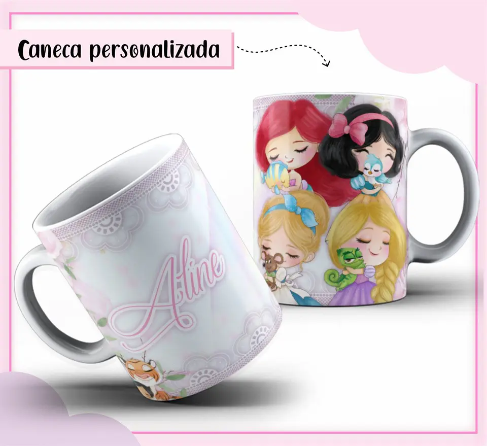 Arquivo de Corte Etiqueta Escolar e Encadernação Volta às Aulas Princesas Cute 8