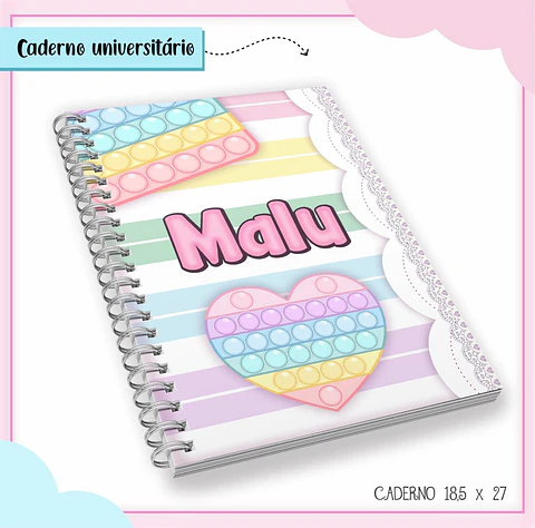 Arquivo de Corte Etiqueta Escolar e Encadernação Volta às Aulas Pop It Menina