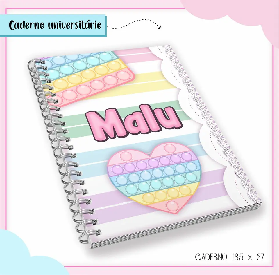 Arquivo de Corte Etiqueta Escolar e Encadernação Volta às Aulas Pop It Menina 2