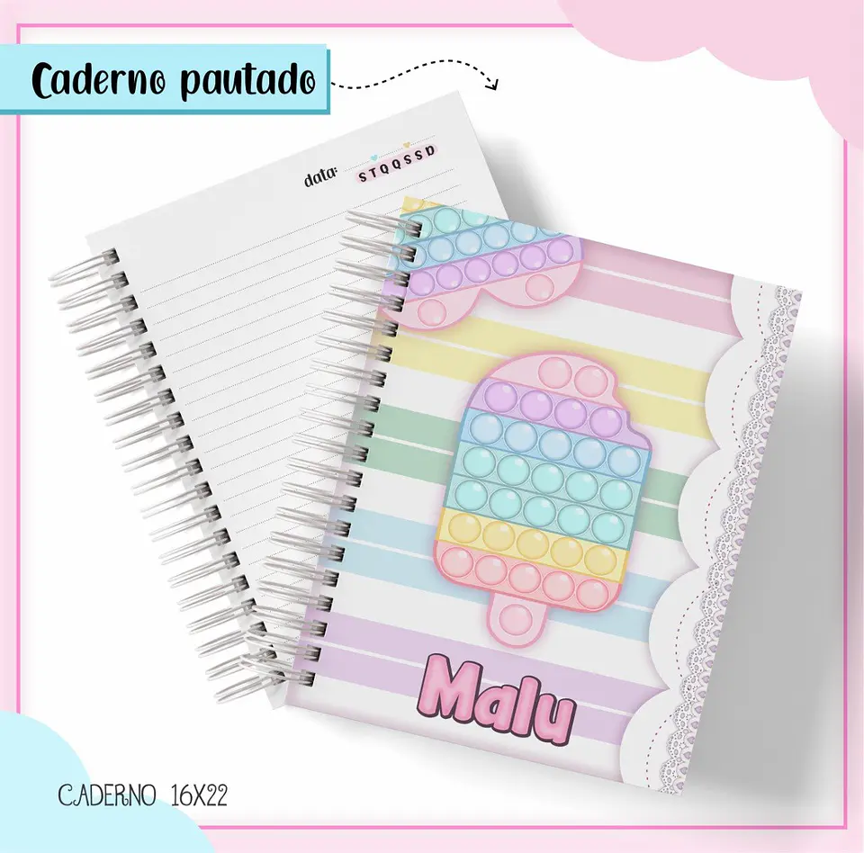 Arquivo de Corte Etiqueta Escolar e Encadernação Volta às Aulas Pop It Menina 3