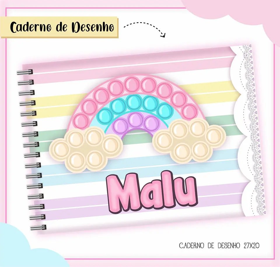 Arquivo de Corte Etiqueta Escolar e Encadernação Volta às Aulas Pop It Menina 6