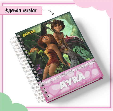 Arquivo de Corte Etiqueta Escolar e Encadernação Volta às Aulas Os Croods