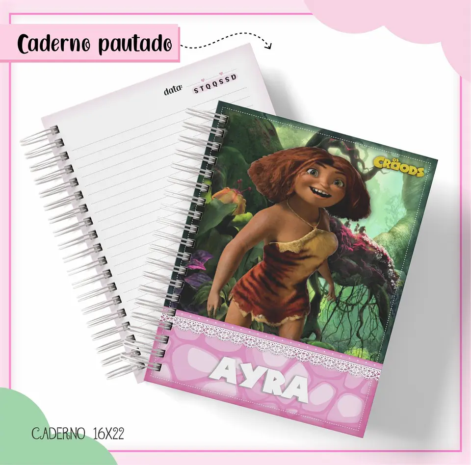 Arquivo de Corte Etiqueta Escolar e Encadernação Volta às Aulas Os Croods 3