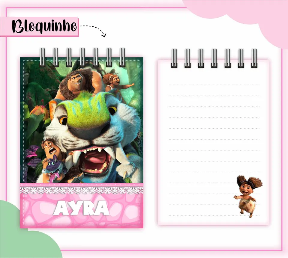 Arquivo de Corte Etiqueta Escolar e Encadernação Volta às Aulas Os Croods 7