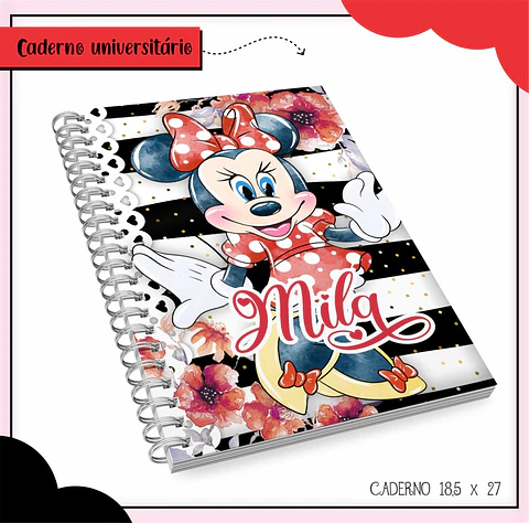 Arquivo de Corte Etiqueta Escolar e Encadernação Volta às Aulas Minnie Vermelha