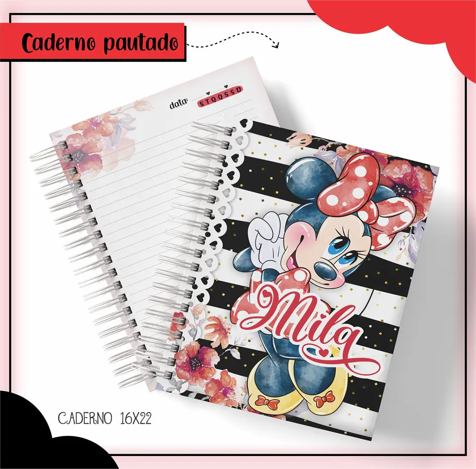 Arquivo de Corte Etiqueta Escolar e Encadernação Volta às Aulas Minnie Vermelha 3
