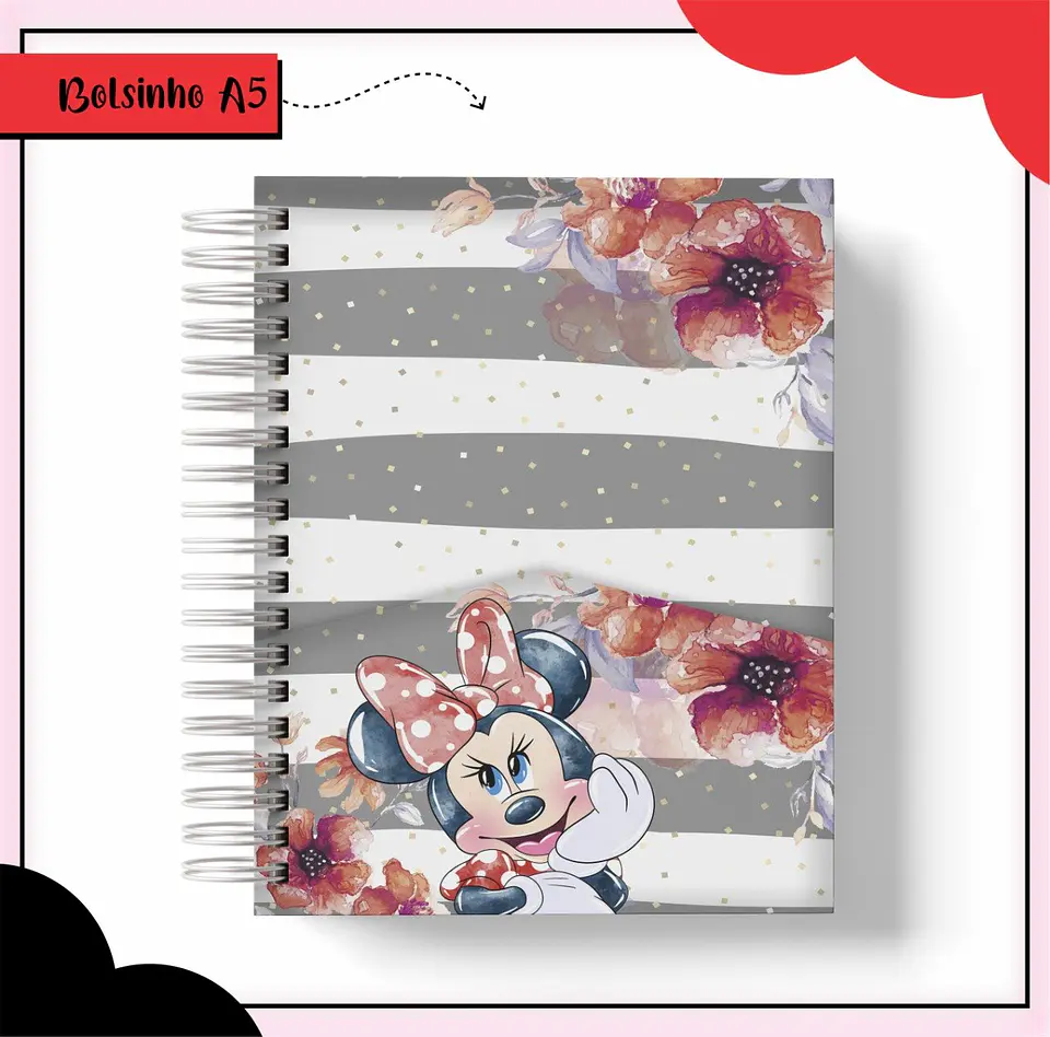 Arquivo de Corte Etiqueta Escolar e Encadernação Volta às Aulas Minnie Vermelha 4