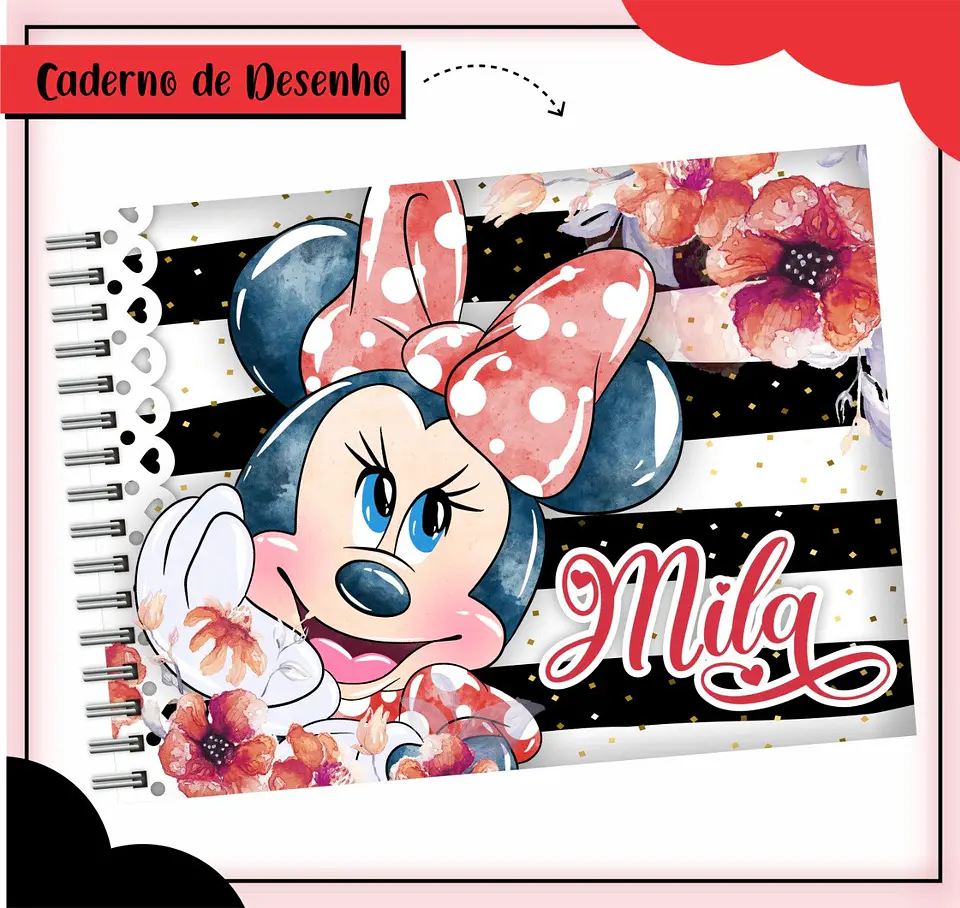 Arquivo de Corte Etiqueta Escolar e Encadernação Volta às Aulas Minnie Vermelha 5
