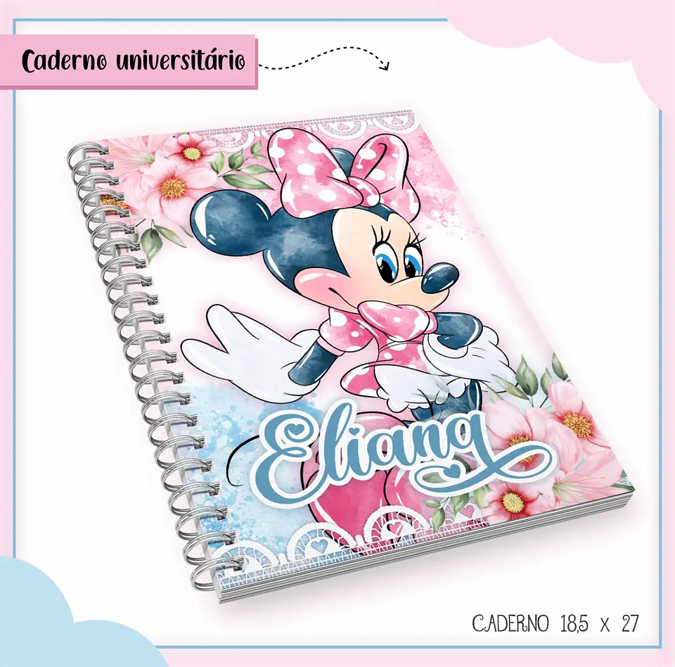 Arquivo de Corte Etiqueta Escolar e Encadernação Volta às Aulas Minnie Rosa 4