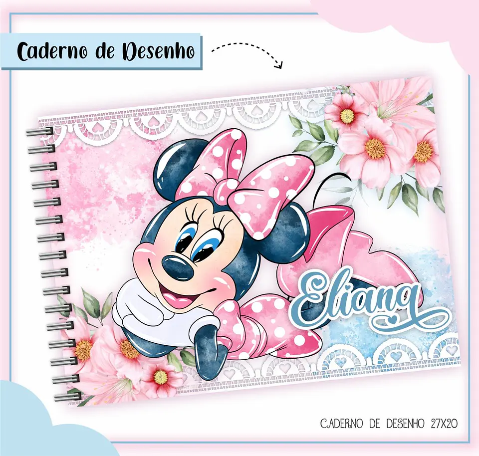 Arquivo de Corte Etiqueta Escolar e Encadernação Volta às Aulas Minnie Rosa 6