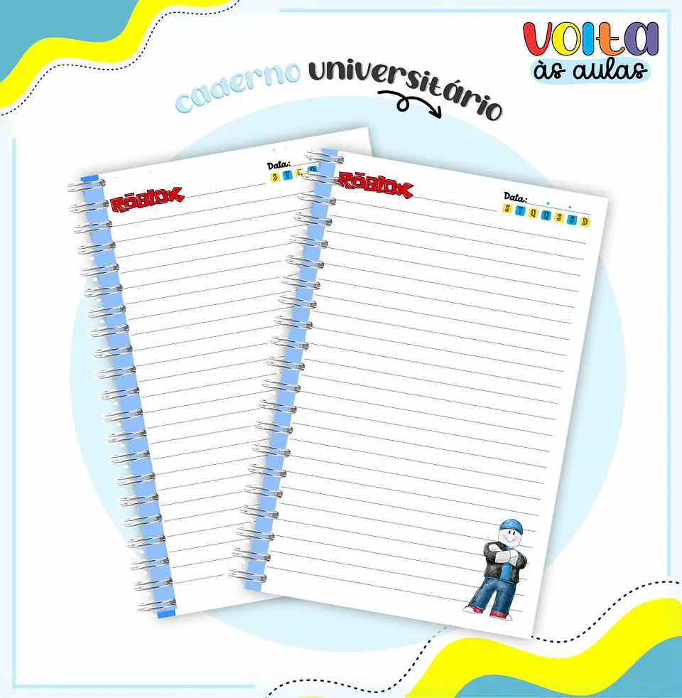 Arquivo de Corte Etiqueta Escolar e Encadernação Volta ás Aulas Roblox 5