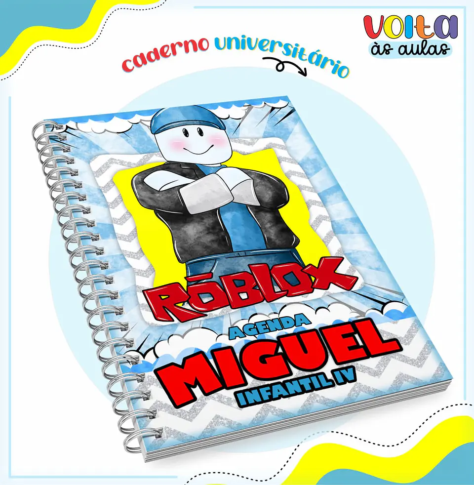 Arquivo de Corte Etiqueta Escolar e Encadernação Volta ás Aulas Roblox 7
