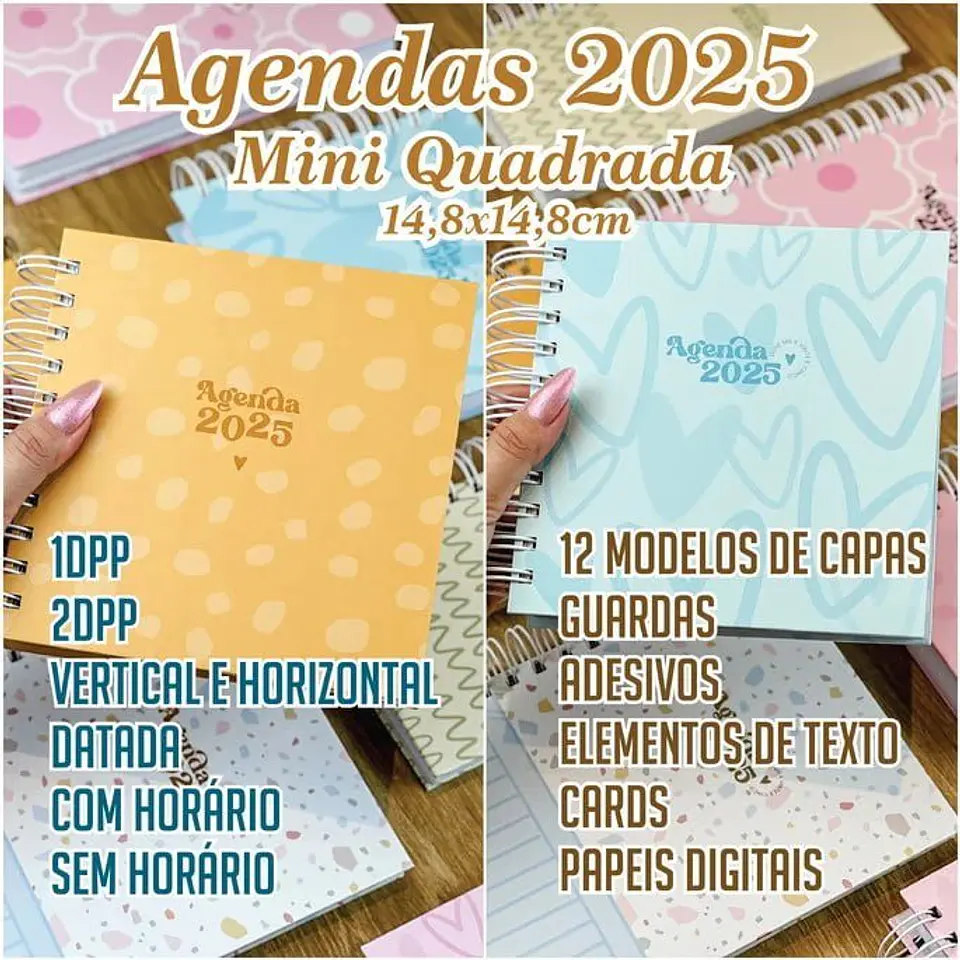 Agendas 2025 - Mini Quadrada Datada 1dpp/2dpp 1
