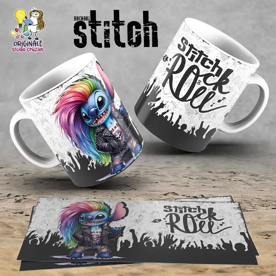 Sublimação Stitch Rock & Roll 2