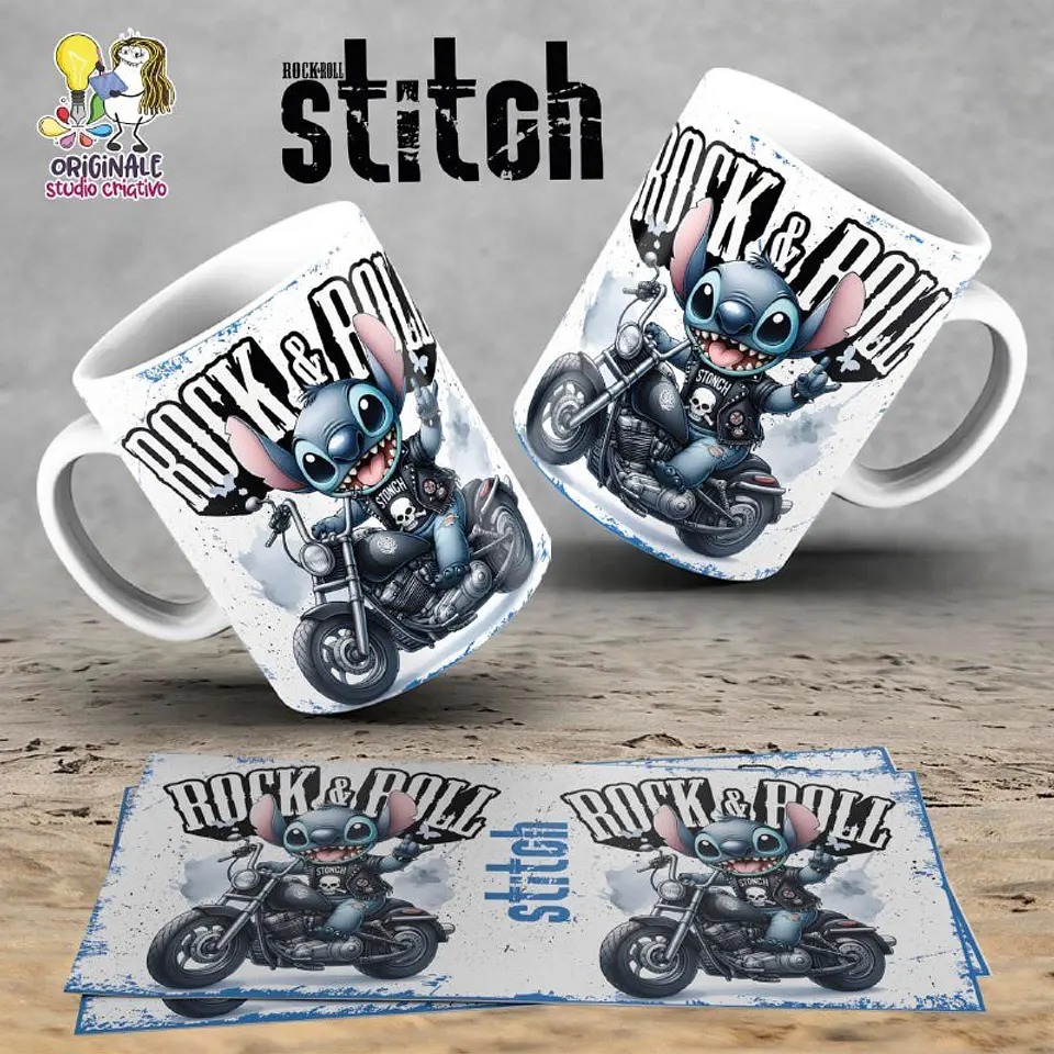 Sublimação Stitch Rock & Roll 5