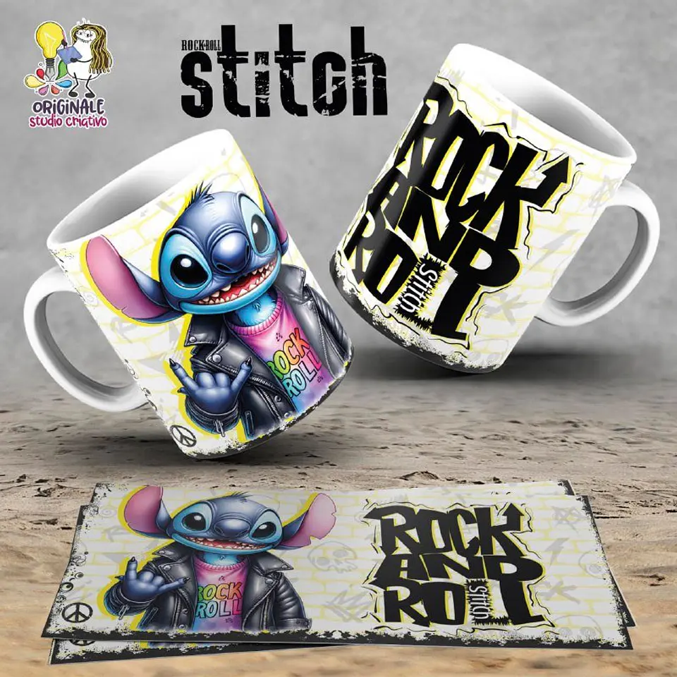Sublimação Stitch Rock & Roll 8