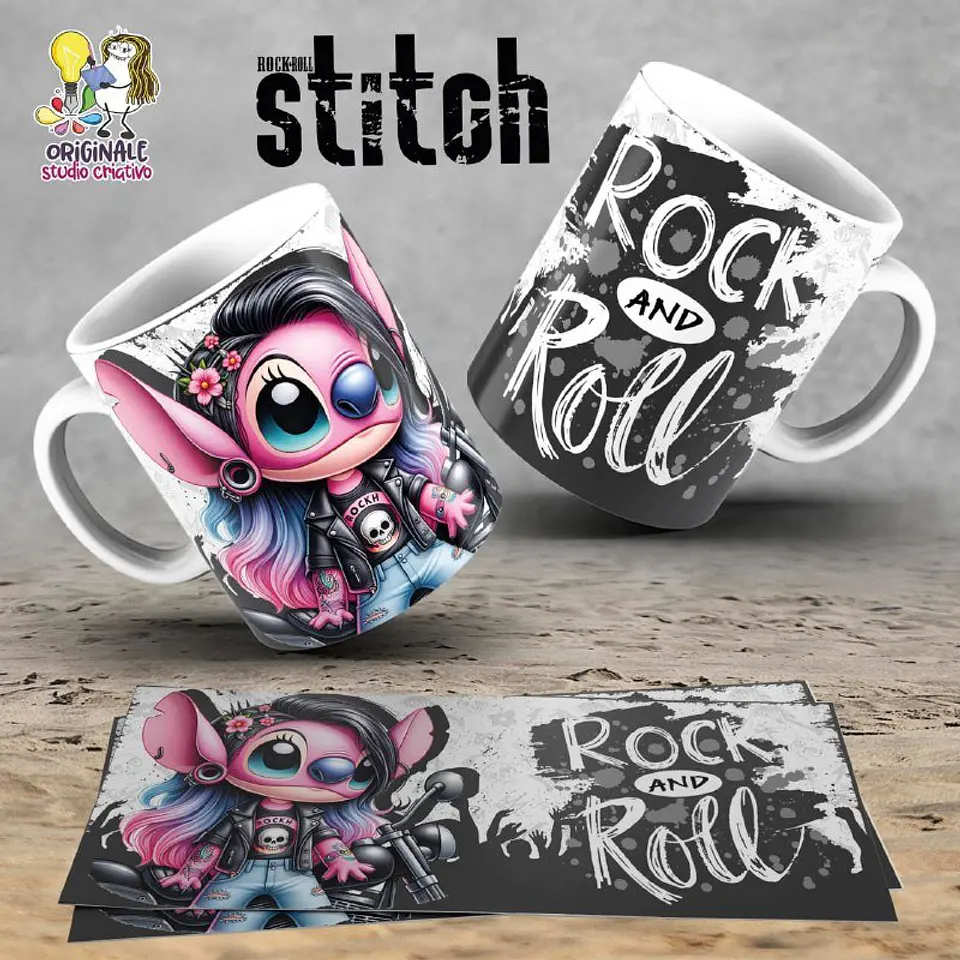 Sublimação Stitch Rock & Roll 9