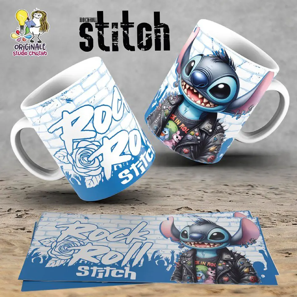 Sublimação Stitch Rock & Roll 10