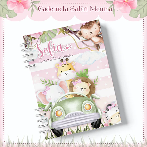 Arquivo Digital Caderneta, Livro do Bebe, Álbum e Cartão do Sus Safari Menina