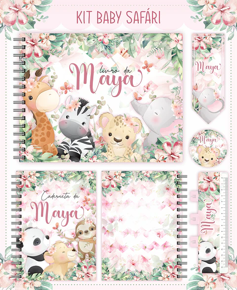 Arquivo Digital Caderneta, Livro do Bebe, Álbum e Cartão do Sus Baby Safari Menina