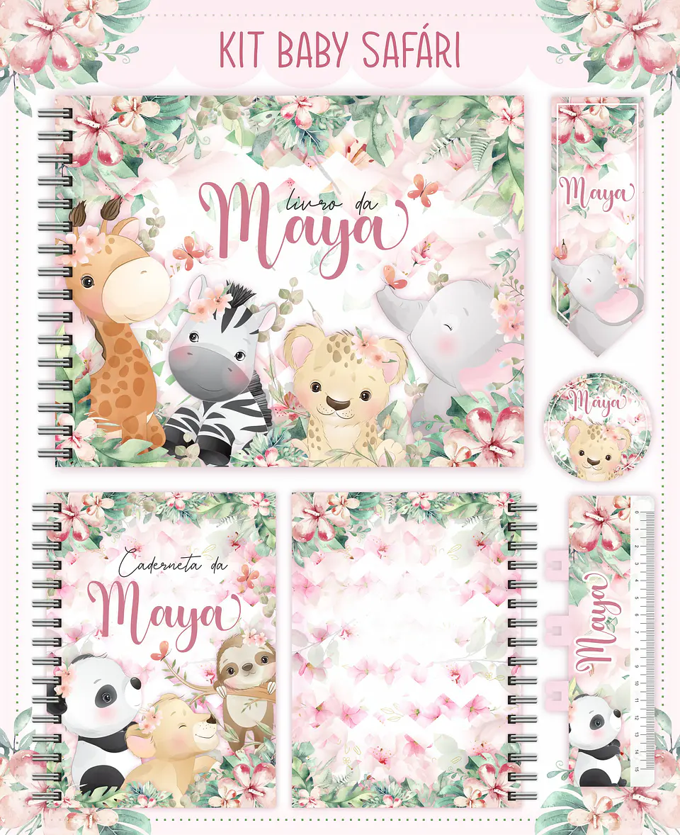 Arquivo Digital Caderneta, Livro do Bebe, Álbum e Cartão do Sus Baby Safari Menina 1