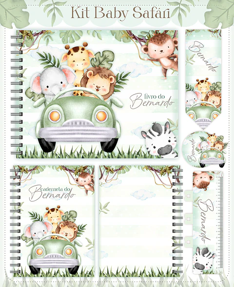 Arquivo Digital Caderneta, Livro do Bebe, Álbum e Cartão do Sus Safari Menino