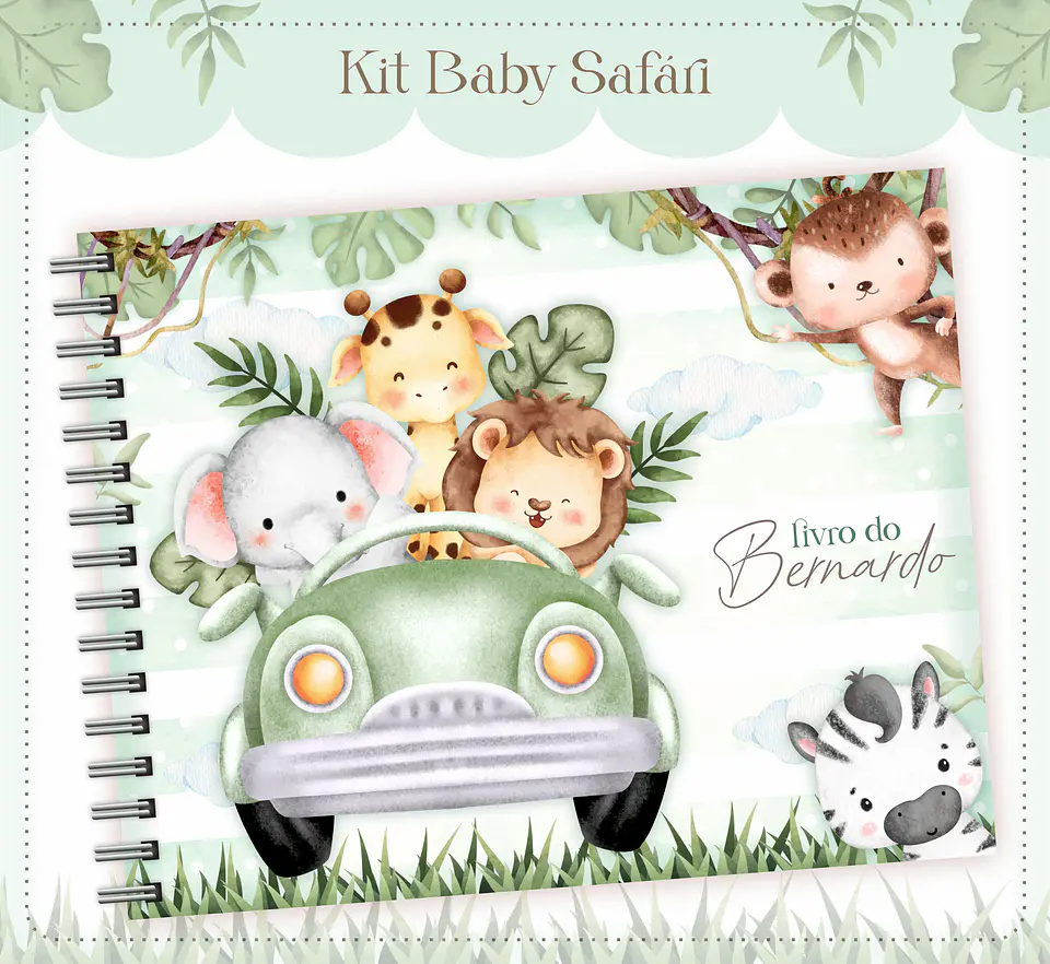 Arquivo Digital Caderneta, Livro do Bebe, Álbum e Cartão do Sus Safari Menino 4