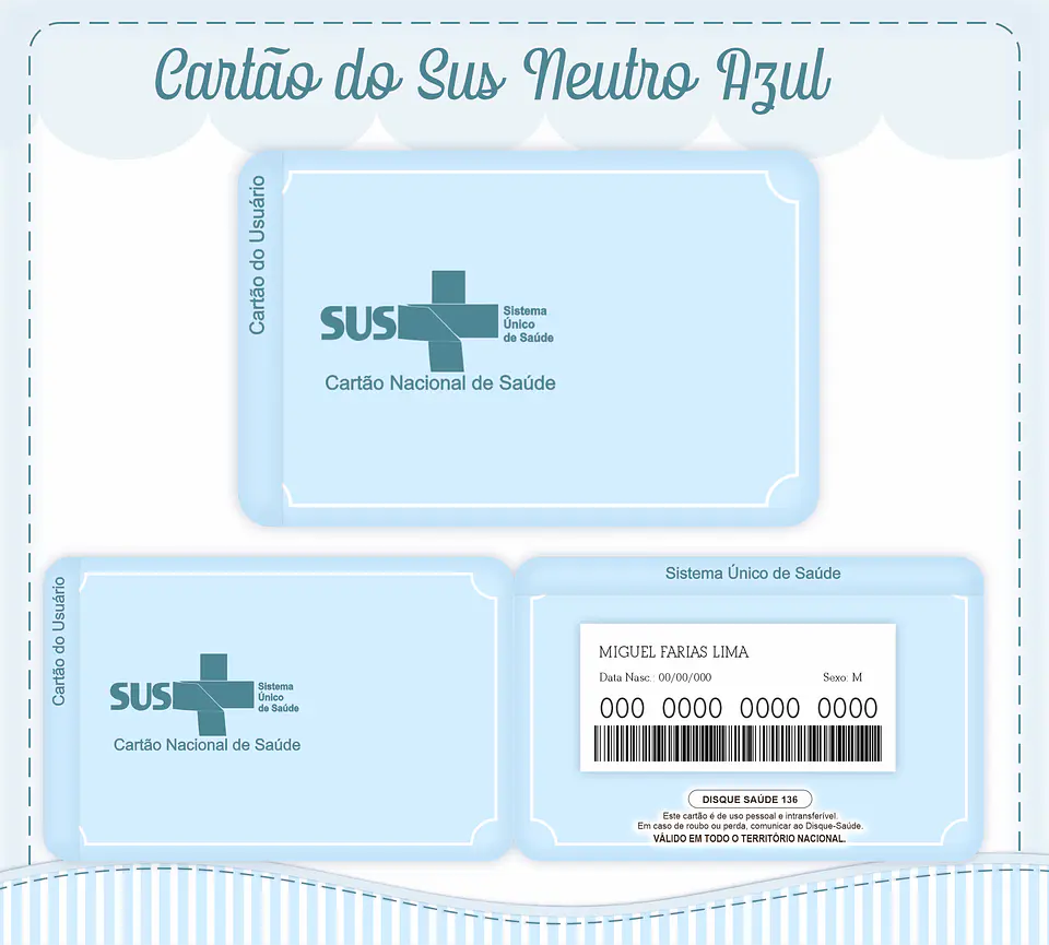 Arquivo Digital Caderneta, Livro do Bebe, Álbum e Cartão do Sus Neutro Azul 6