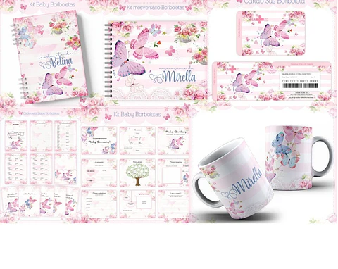 Arquivo Digital Caderneta, Livro do Bebe, Álbum e Cartão do Sus Borboletas