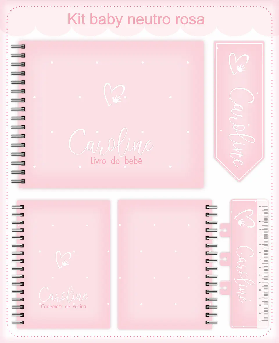 Arquivo Digital Caderneta, Livro do Bebe, Álbum e Cartão do Sus Neutro Rosa 1
