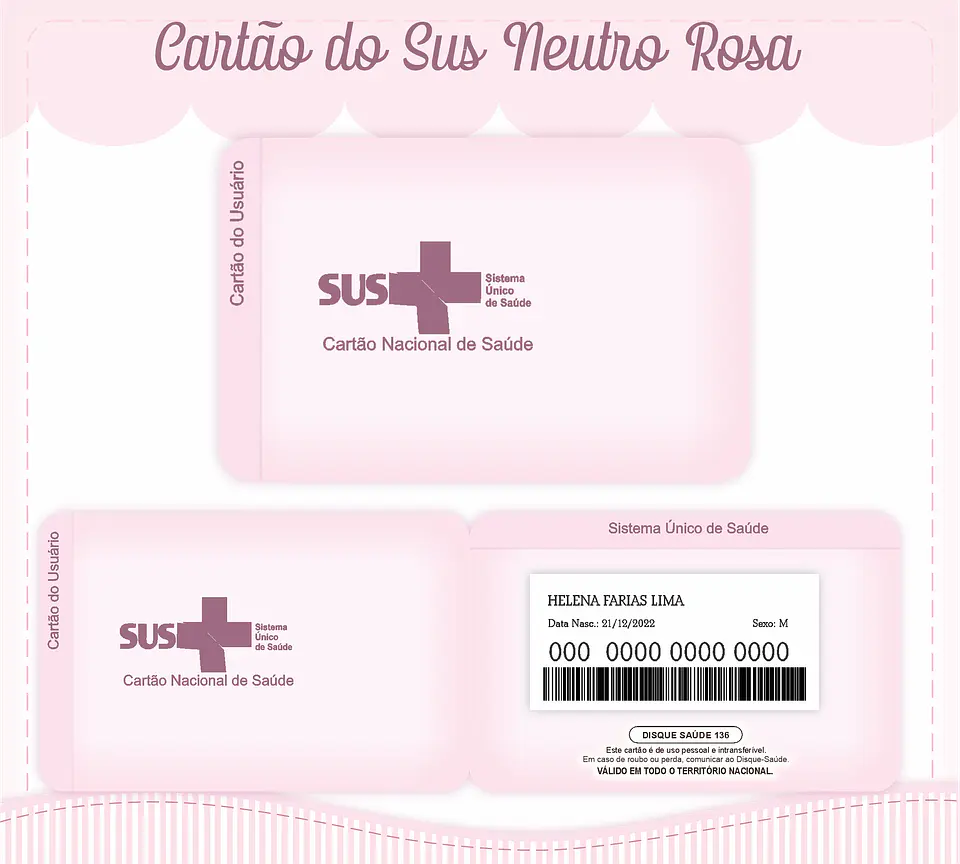 Arquivo Digital Caderneta, Livro do Bebe, Álbum e Cartão do Sus Neutro Rosa 5