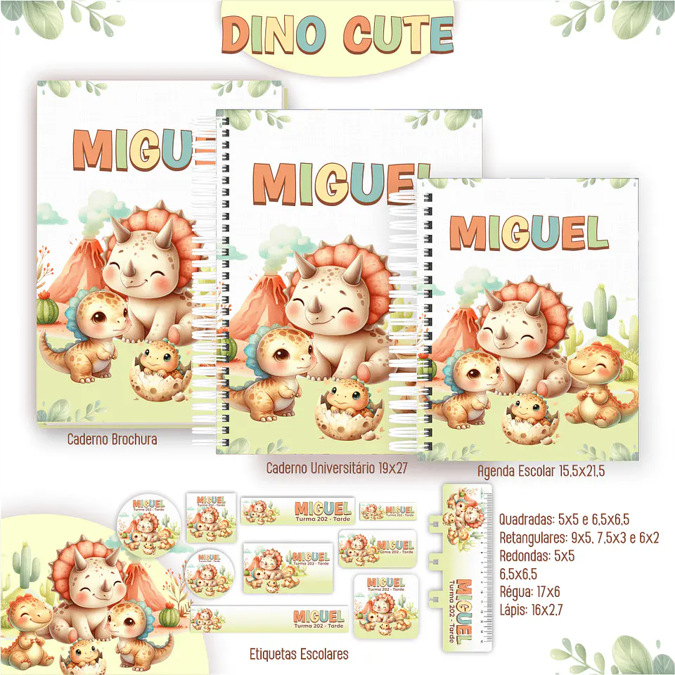 Dino Cute Aquarela - Kit Escolar 2025 1