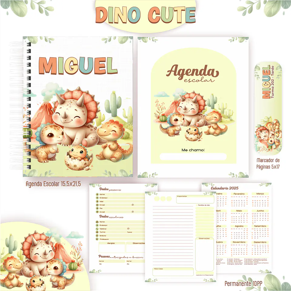 Dino Cute Aquarela - Kit Escolar 2025 3