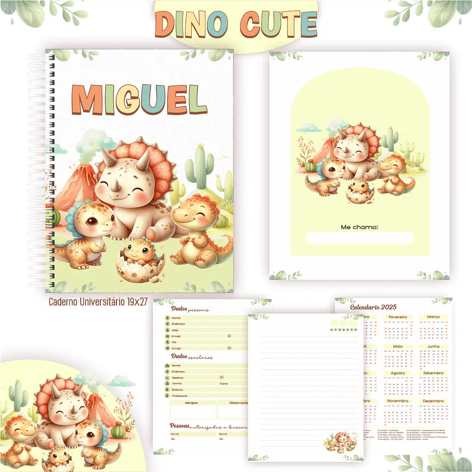 Dino Cute Aquarela - Kit Escolar 2025 4