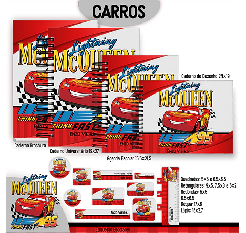 Carros Disney – Kit Escolar 2025