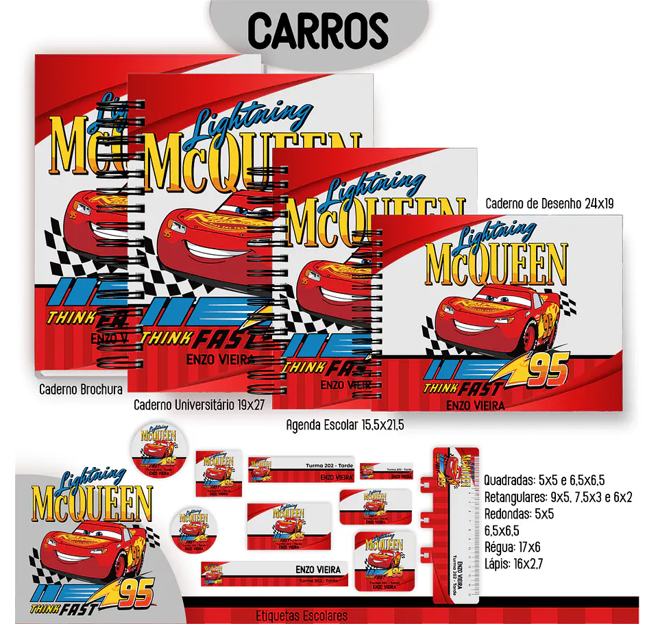 Carros Disney – Kit Escolar 2025 1