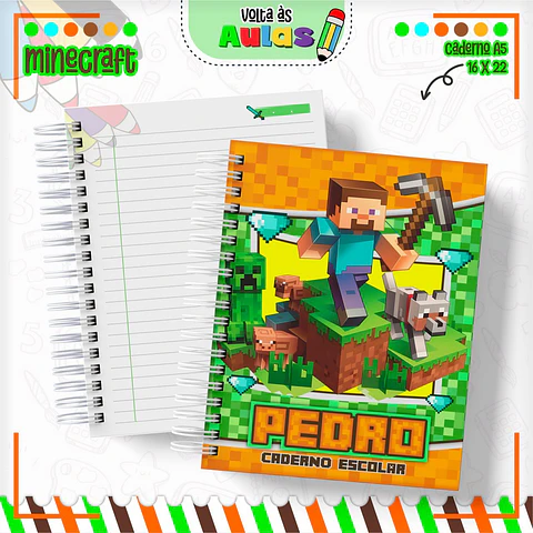 Arquivo Escolar Combo Minecraft + Miolos Agenda Neutros 2025