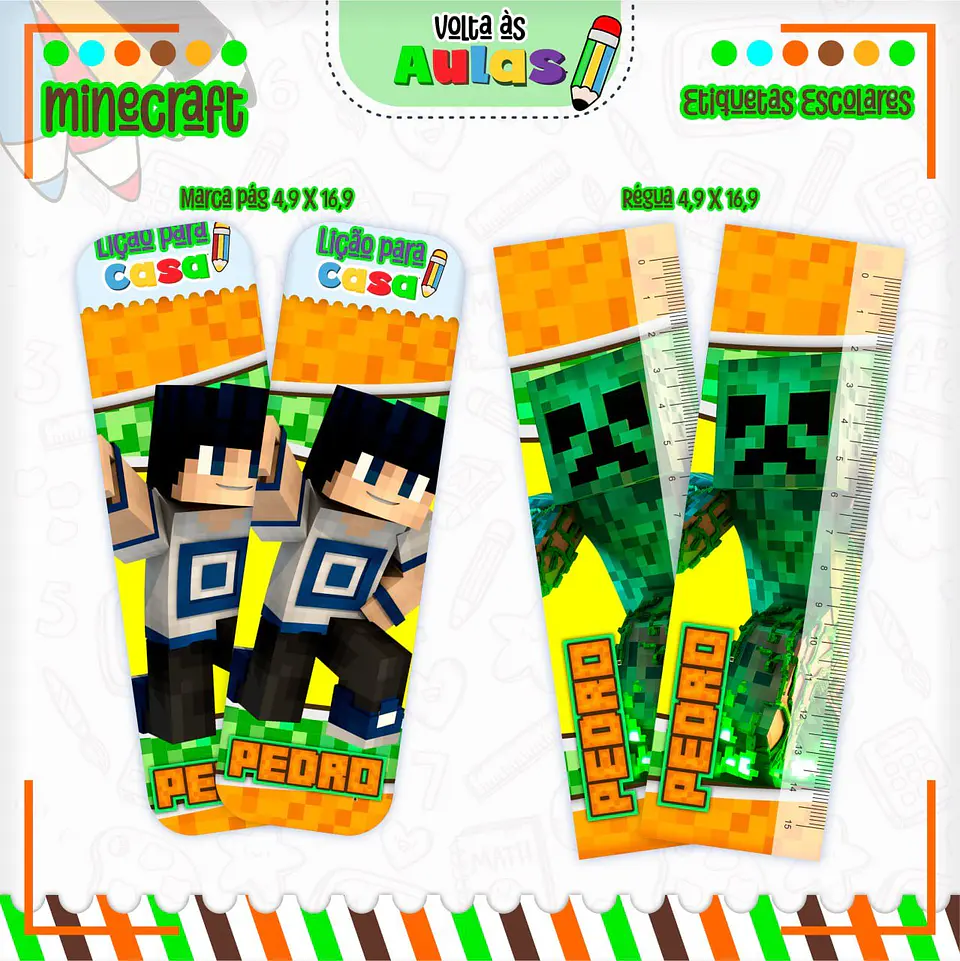 Arquivo Escolar Combo Minecraft + Miolos Agenda Neutros 2025 3
