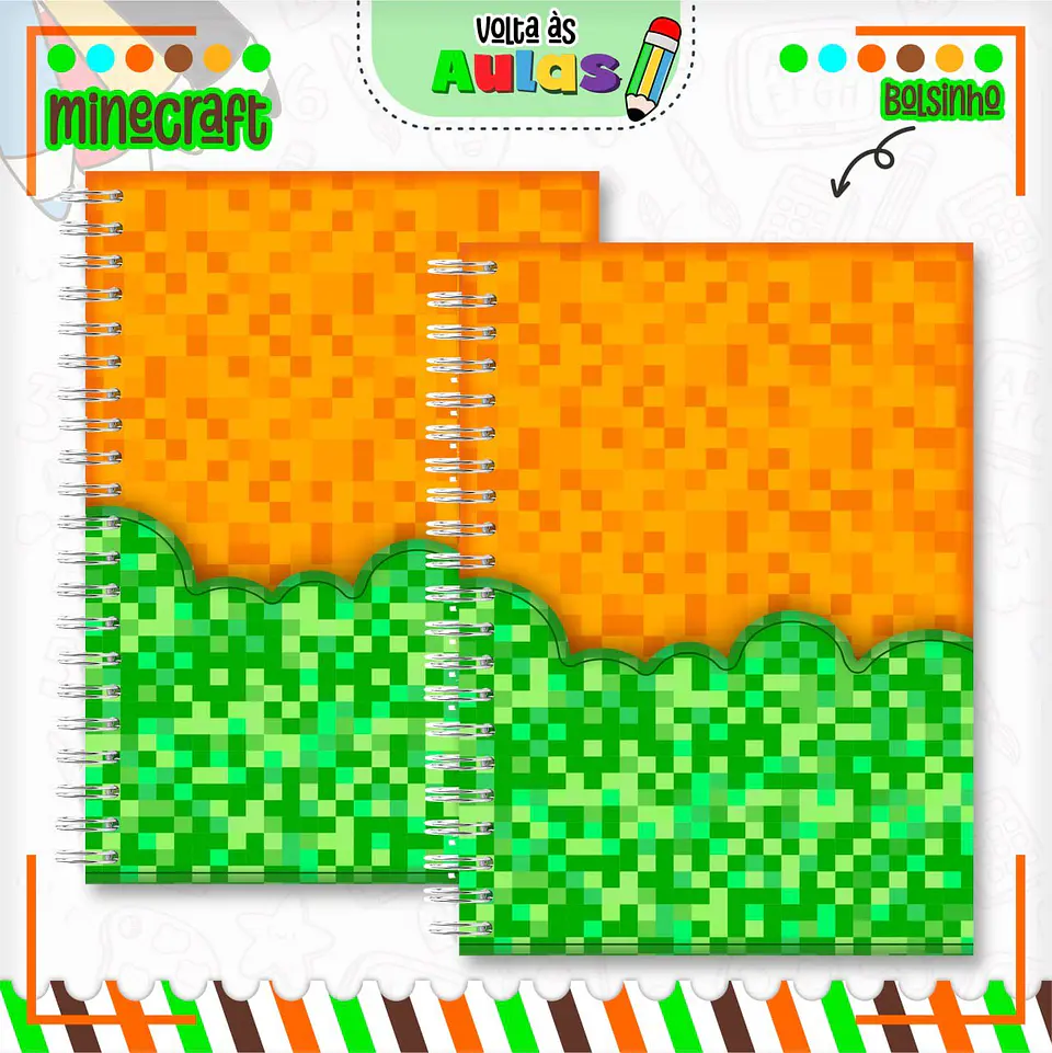 Arquivo Escolar Combo Minecraft + Miolos Agenda Neutros 2025 6