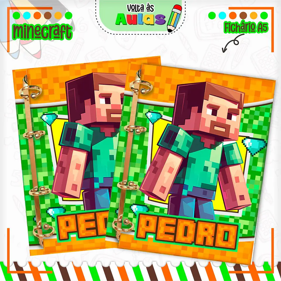 Arquivo Escolar Combo Minecraft + Miolos Agenda Neutros 2025 7