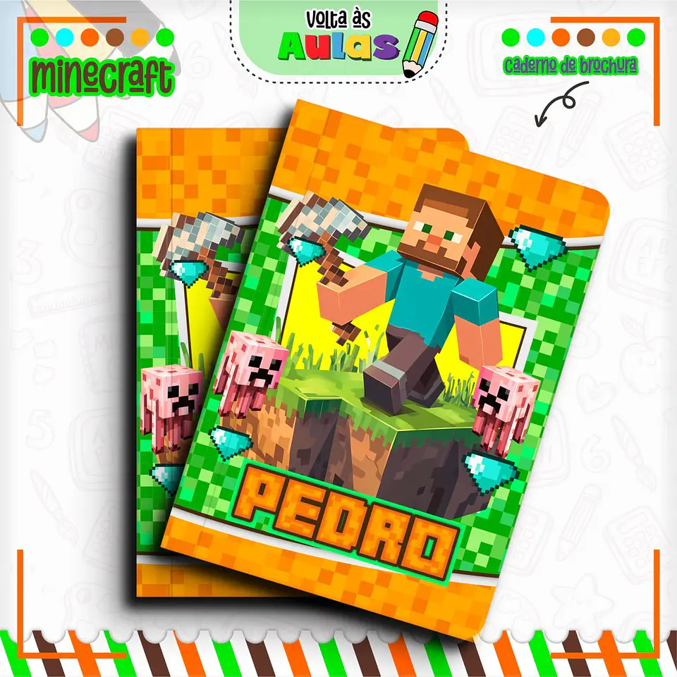 Arquivo Escolar Combo Minecraft + Miolos Agenda Neutros 2025 8