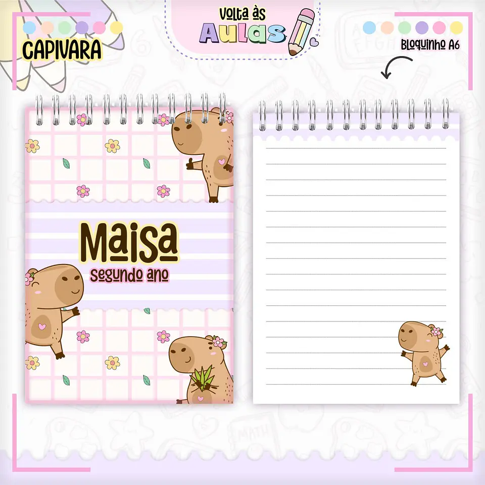 Arquivo Escolar Combo Capivara Menina + Miolos Agenda Neutros 2025 6