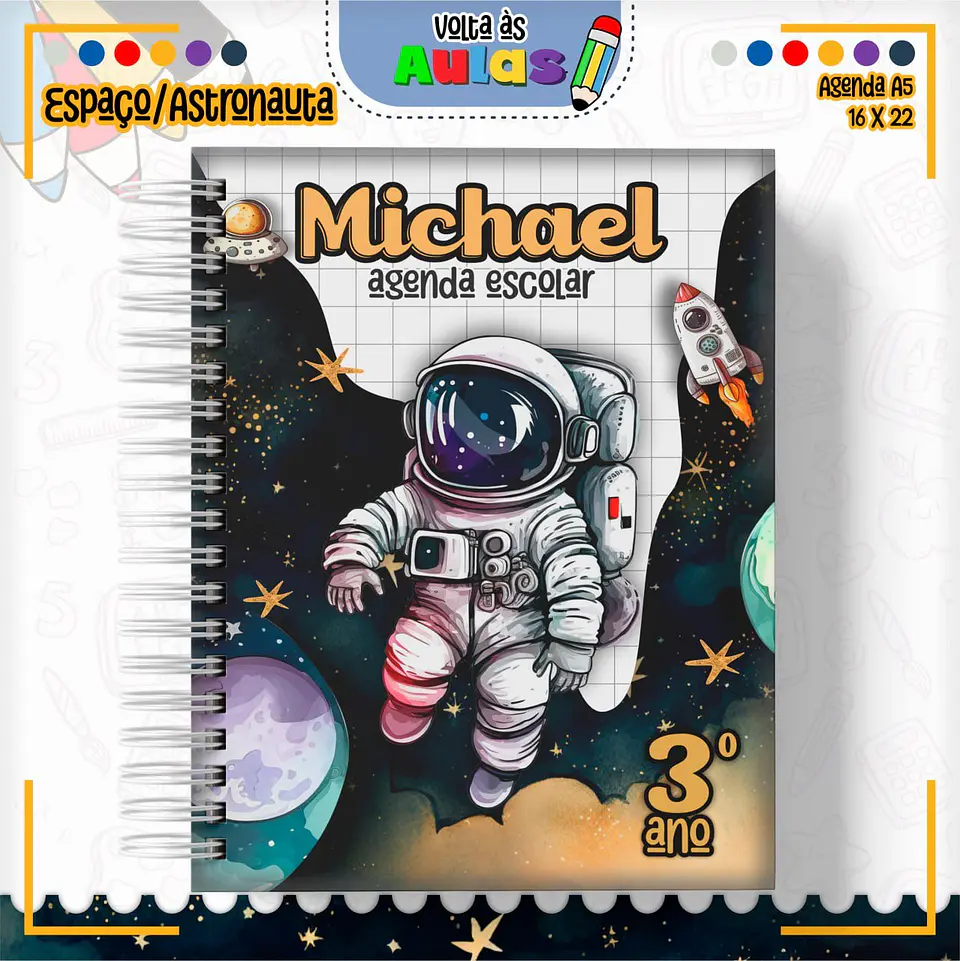 Arquivo Escolar Combo Astronauta + Miolos Agenda Neutros 2025 1