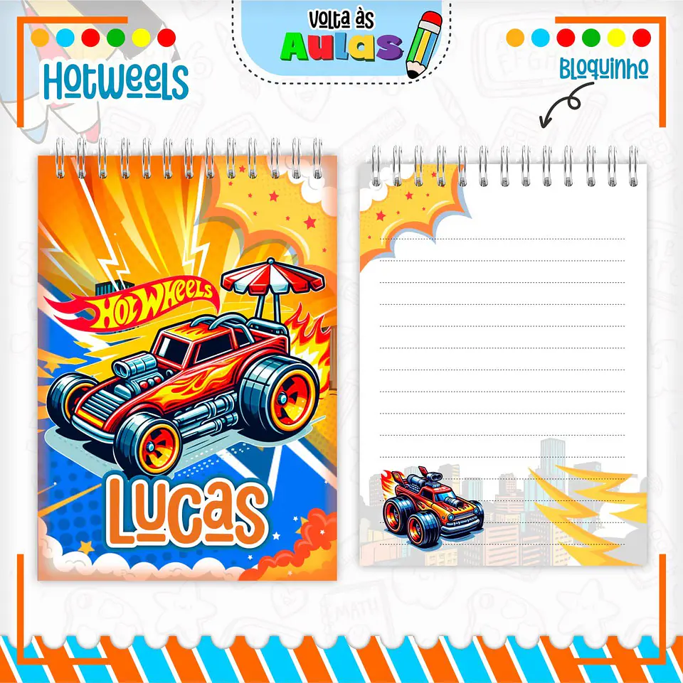 Arquivo Escolar Combo HotWheels + Miolos Agenda Neutros 2025 7