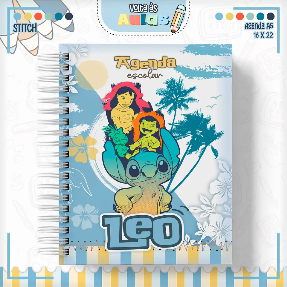Arquivo Digital Encadernação Volta ás Aulas Stitch Menino 1