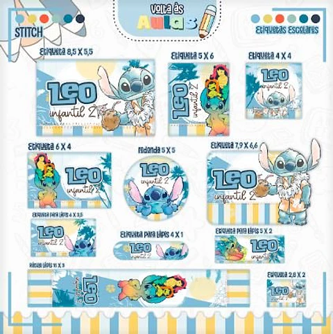Arquivo Digital Encadernação Volta ás Aulas Stitch Menino